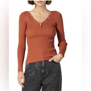 NWOT Sandro Justy Henley Top - Orange S